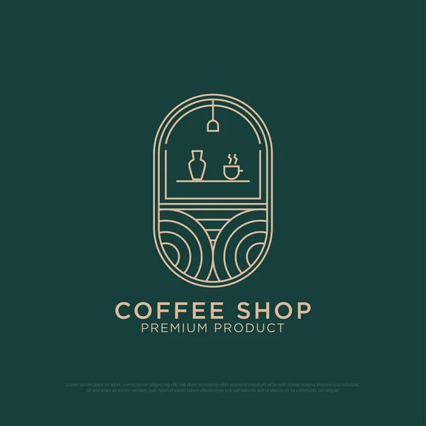 Linha Arte Café Loja Logotipo Design Vetor Vintage Ilustração Logotipo — Vetor de Stock