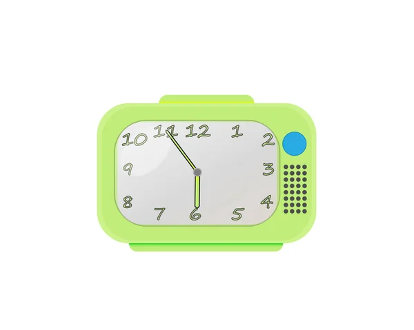 Antiguo Reloj Despertador Rectangular Con Botón Apagado — Vector de stock