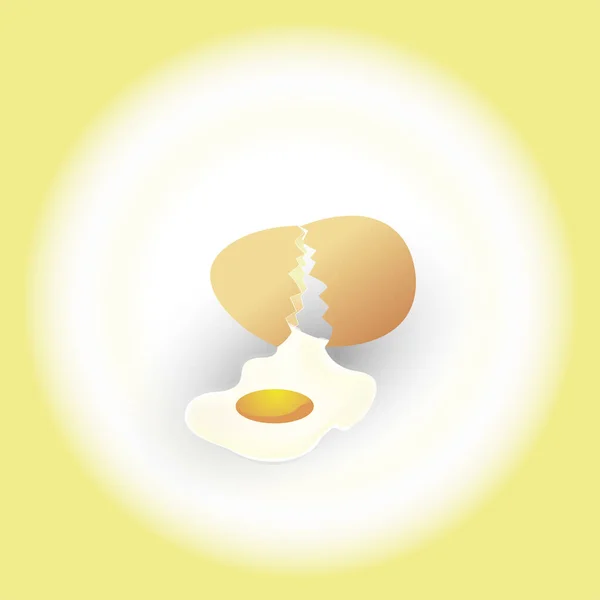 卵料理 すぐにできたスクランブルエッグが流出する壊れた卵 — ストックベクタ