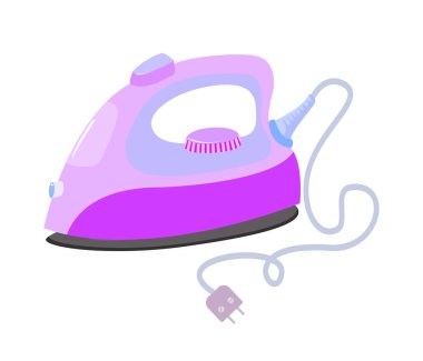 Pembe elektrikli ütü. Çizgi film tarzında çizilmiş. Vektör illüstrasyonu