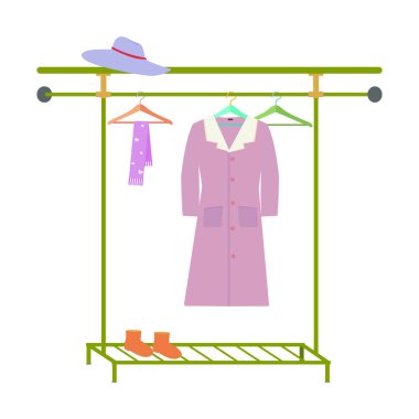 Evde soyunma odası. Düz biçim çizgi film vektör çizimi beyaz arkaplanda izole edildi