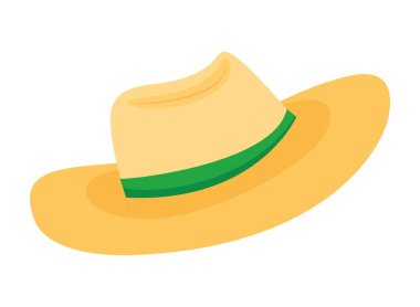 Yeşil çizgili sarı kadın şapkası. Vektör illüstrasyonu