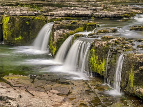 Detail of Upper Force, the highest section of Aysgarth Falls, on the River Ure in Wensleydale, North Yorkshire.