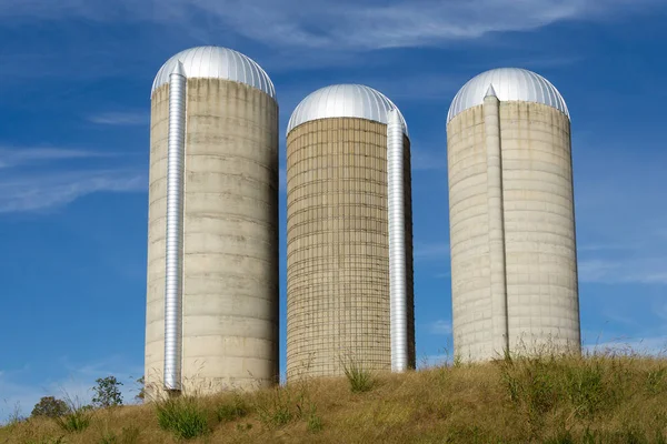 View Agricultural Silos Towers Stock Image