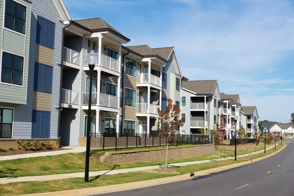 Street View Apartment Buildings Royalty Free Stock Images