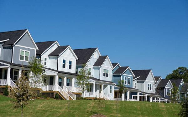 A row of newly constructed residential houses