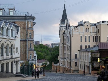 Kyiv şehri sokak manzarası. Turist sitesi.