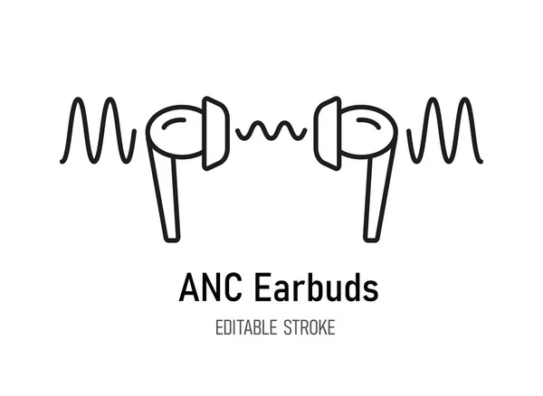Auricolari Anc Cuffie Wireless Ear Con Cancellazione Attiva Del Rumore Vettoriale Stock