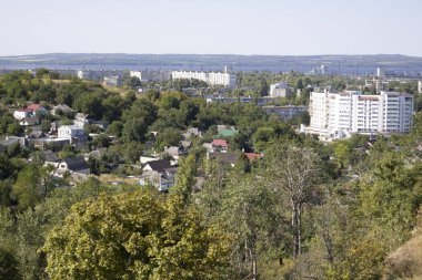 View from the hill of the city of Kaniv in the Cherkasy region. Panorama of the city of Kaniv. clipart