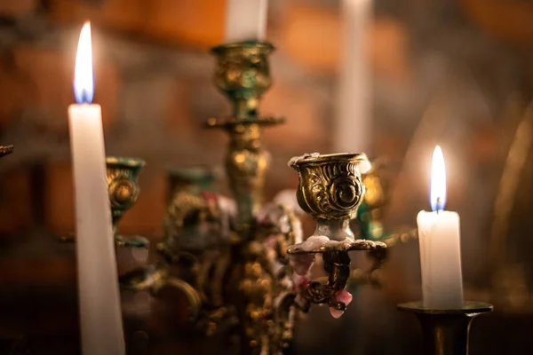 Старі Старовинні Свічки Свічками — стокове фото
