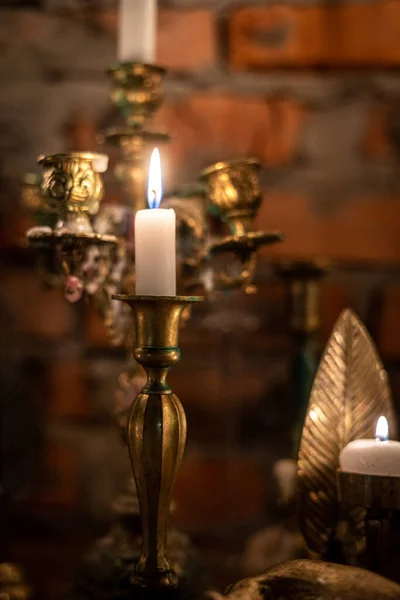 Старі Старовинні Свічки Свічками — стокове фото