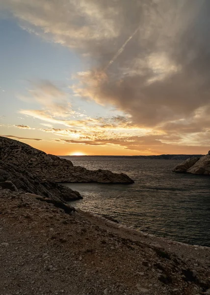 Krásný Západ Slunce Pobřeží Moře Stock Fotografie