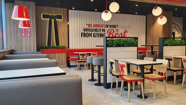 stock image Kyiv, Ukraine august 19, 2024: View inside the KFC restaurant.