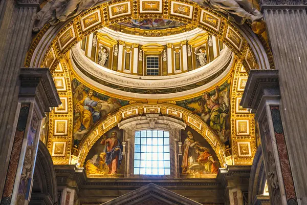 Vaticano Itália Novembro 2023 Interior Basílica São Pedro Teto Fresco — Fotografia de Stock