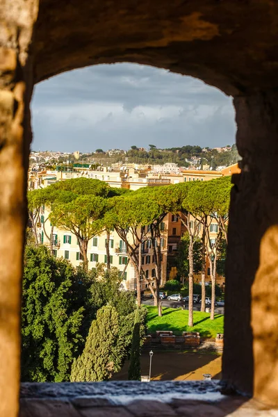 Piękny Widok Rzymu Okna Sant Angelo Zamku — Zdjęcie stockowe