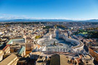 Aziz Peter Meydanı, Vatikan, Roma, İtalya 'nın hava manzarası.