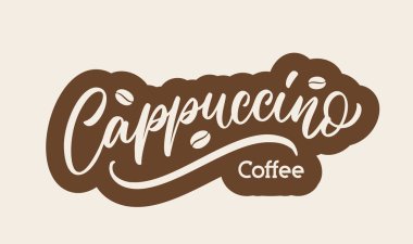 Cappuccino kahve, el yapımı logo tasarımı. Vektör el harfleri.