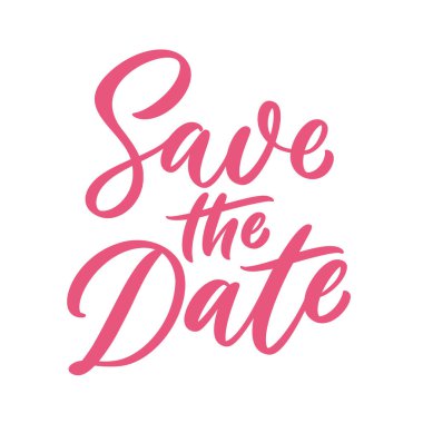 Tarih el çizimi metin bileşimini kaydet. Düğün kartı için vektör harfleri. Beyaz bg üzerinde izole edilmiş yazı tipi tasarımı.