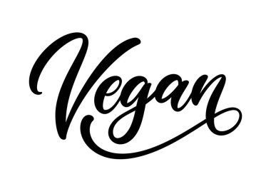 Vegan kelimesi, beyaz arka planda elle çizilmiş metin. Vektör el yazısı. El yazısı, konsept tasarım ögesi.
