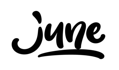 June, el yazısı metni. Modern el yazısı fırça harfi tasarımı. Haziran - metin kompozisyonu. Vektör tipografi