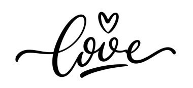 Kalp çizimi ve el çizimi harflerle yazılmış aşk mektupları. Kısa bir tabir. Beyaz arkaplanda izole edilmiş vektör el yazısı metin tasarımı