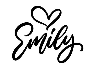 Emily 'nin büyüleyici bir kaligrafik kalple süslendiği el yazması harfler. Kişisel hediyeler, düğün dekorları ya da çocuk odası sanatı için mükemmel.