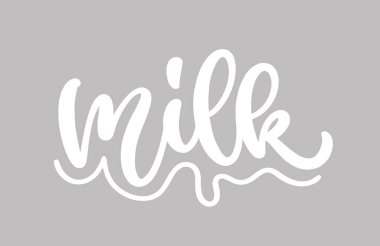 Süt. El çizimi kompozisyon tasarımı. Vektör modern fırça harfleri