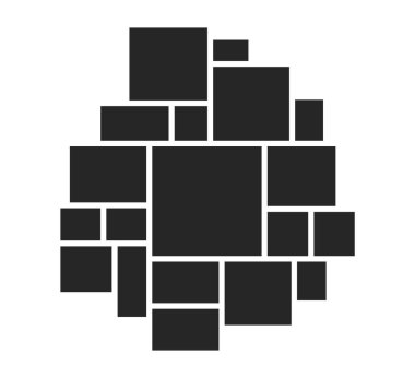 İç tasarım için fotoğraf kolajı şablonu. 19 parça çerçeve. Vektör kolajı düzeni