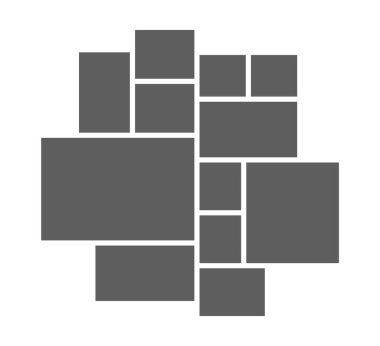 13 bölümden oluşan boş fotoğraf kolajı şablonu. Vektör posteri modeli. On üç fotoğraf.