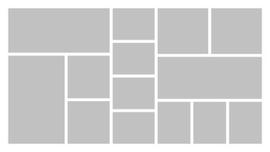 14 parçadan oluşan boş fotoğraf çerçevesi kolajı. Poster çerçevesi modeli. Vektör şablon fotoğraf kolajı