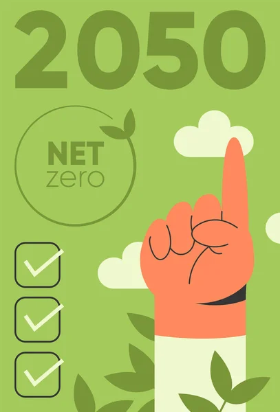 Plano Ação Climática 2050 Zero Emissões Co2 Uma Mão Cercada —  Vetores de Stock