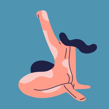 Vücudunda beyaz pigment lekeleri olan bir kadın deri hastalıklarına karşı verdiği mücadelenin bir işareti olarak yumruğunu kaldırıyor. Dünya Vitiligo Günü. Tıbbi yazılar için düz vektör illüstrasyonu.