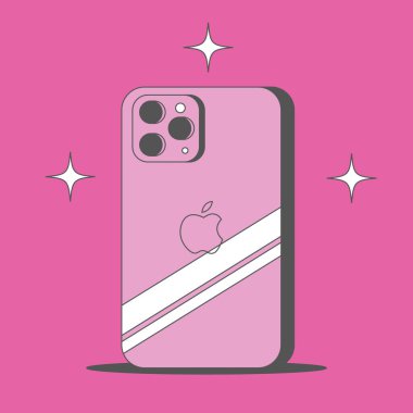 iPhone 15 in pink back side. 15th generation smartphone. Phone is trending 2023. Flat vector illustration. clipart