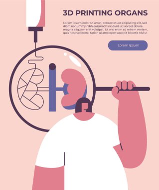 Nakledilmiş bir insan organının tıbbi izi. Böbreklerin 3 boyutlu baskısı. Gelecekteki teknolojilerle biyomühendislik.