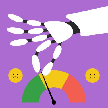 Wheel of emotions with different feelings and ai arm. Face with sad and happy expression for psychological self-control. Flat vector illustrations. clipart