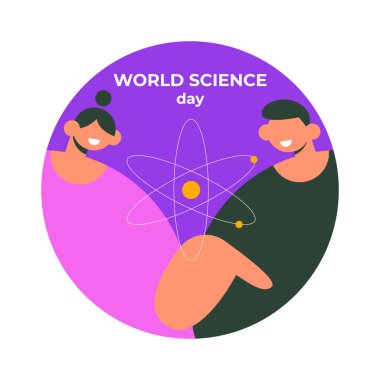 World science day in school. Suitable for poster, cover, web, social media banner. Flat vector illustration.