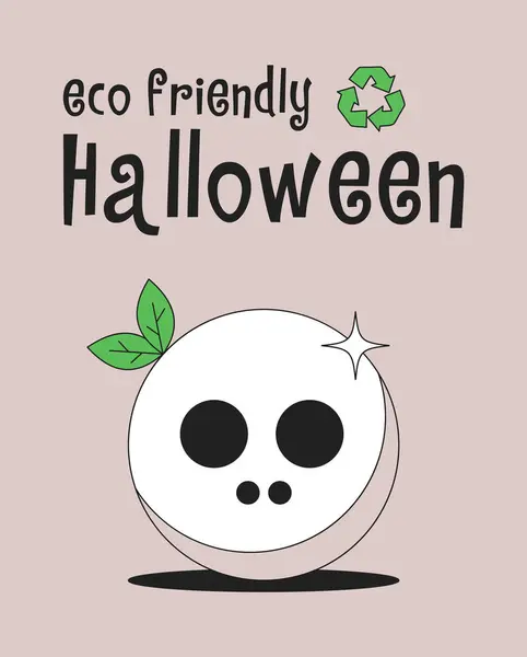 stock vector Eco-friendly Halloween Scull. Sustainable Halloween concept. Vector printable text for autumn season with cute pumpkins. Invitation for eco-friendly. Flat vector illustration.