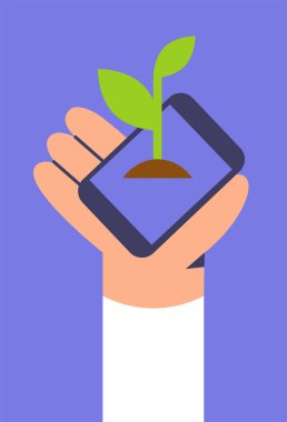 Telefondaki akıllı tarım çözümleri. Modern tarım teknolojisi. Düz vektör illüstrasyonu.