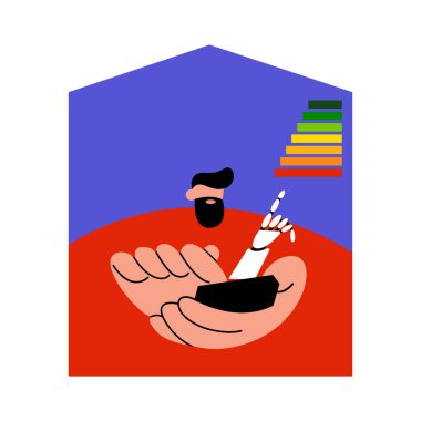 Akıllı ev enerjisi verimliliği Ai Bot. Gelecekte sürdürülebilir gelişme. Düz vektör illüstrasyonu.