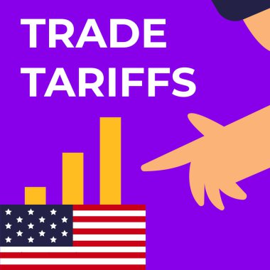 Ekonomik bir anlaşmazlık olarak AB gümrük vergileri ve gümrük vergileri ile ABD arasındaki ticaret savaşı. İş adamları ve ekonomi grafiği. Düz vektör illüstrasyonu.