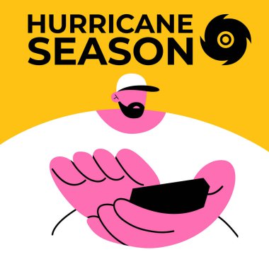 Kasırga mevsimi. Ulusal Kasırga Hazırlık Haftası. Uygulamada doğal afet işareti. Düz vektör illüstrasyonu.