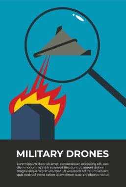 Yapay zeka bombardıman evi Futuristik Askeri Teknoloji. Vektör İllüstrasyonu. Düzenlenebilir Düz Tasarım.