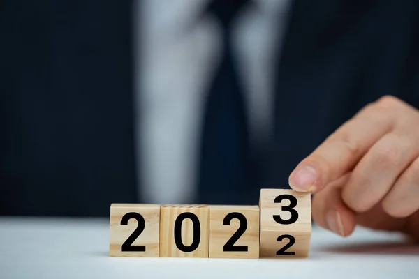 Flipping 2022 2023 Flip Block Przygotowania Zmiany Nowego Roku Rozpocząć — Zdjęcie stockowe
