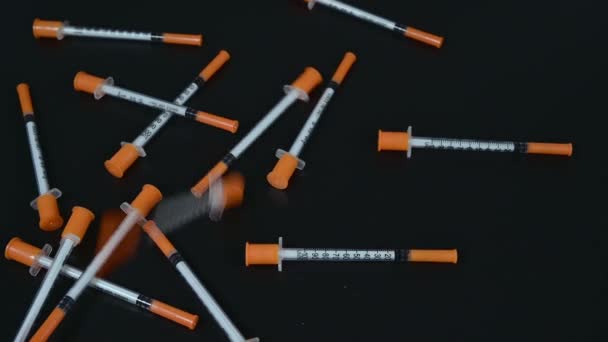 Pile Insulin Needles Orange Caps — Stock Video