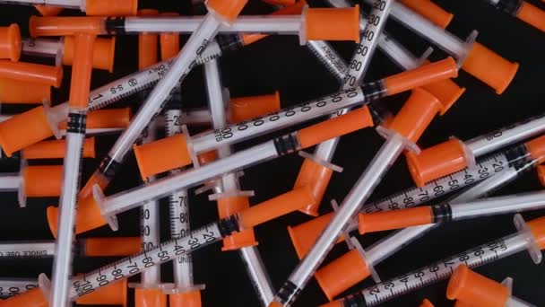 Pile Insulin Needles Orange Caps — Stock Video
