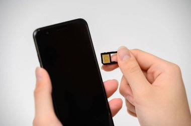 SIM card replacement in the phone. Mobile Simcard