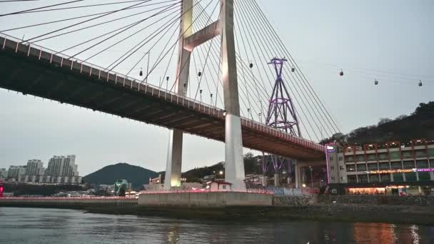 Geobukseon Brücke Und Yeosu Seilbahn Yeosu Südkorea — Stockvideo