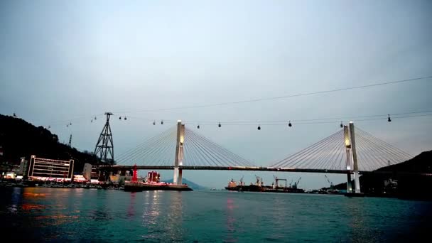 Yeosu Güney Kore Geobukseon Köprüsü Yeosu Denizcilik Kablo Arabası — Stok video