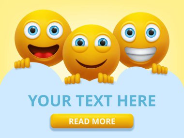 Emoji emoticons vektör arkaplan şablonu. Emoji 'nin arka planı emojiyle bulanık. Vektör illüstrasyonu