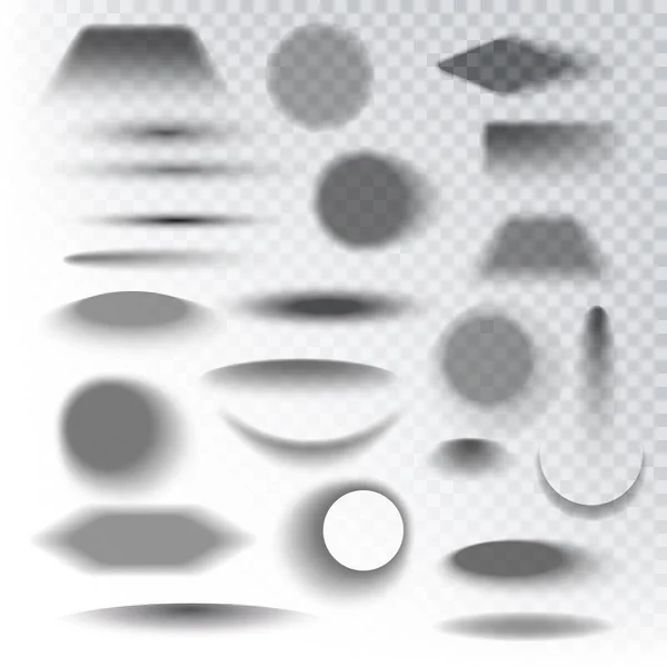 Набор Круглых Квадратных Теневых Эффектов Различные Тени Прозрачном Фоне Векторные — стоковый вектор